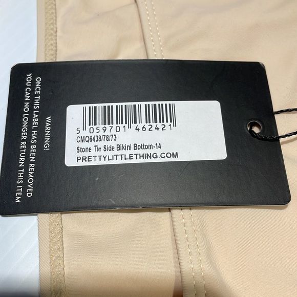 Pretty Little Thing Stone Tie Side Bikini Bottom Only - Size 10 New With Tags - Picture 3 of 6